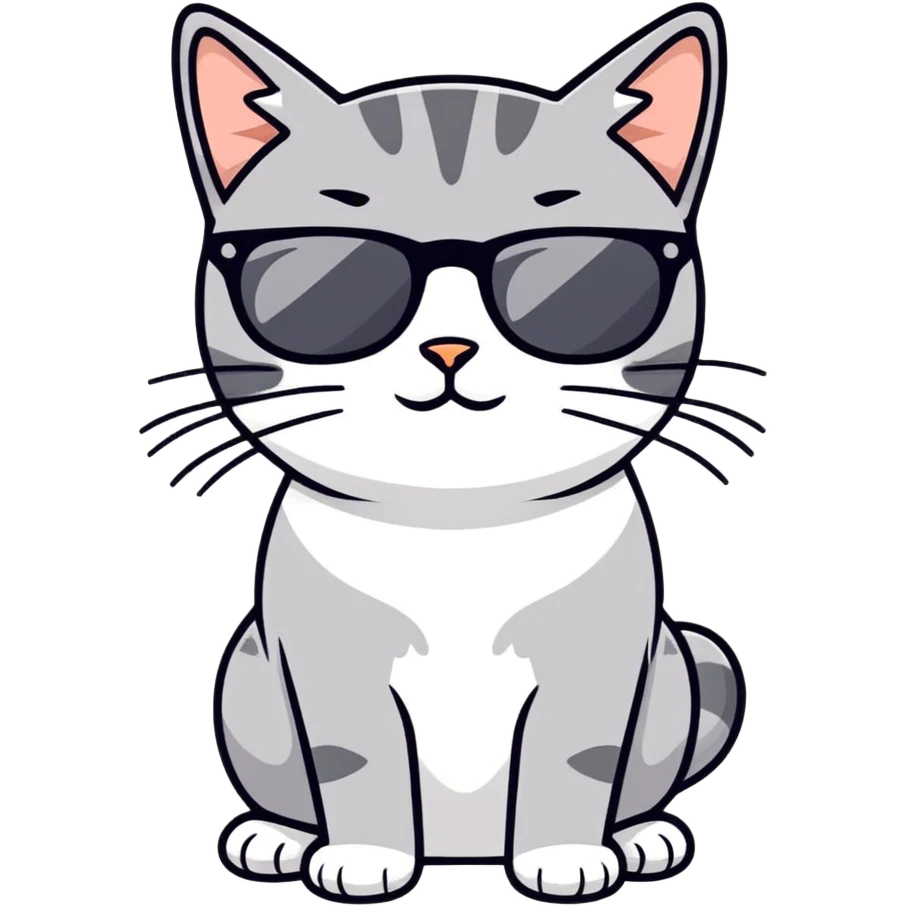 Grey cat with sunglasses  emoji