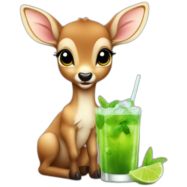 baby deer drinking mojito emoji