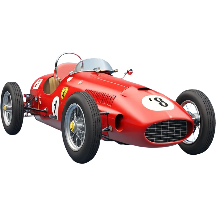  Hazy-blue Fenderless extended-wheelbase 1958 luxury racing Ferrari lowered powerful V-8 engined racing cycle car featuring advanced rugged 4 wheel independent suspension, power steering, disc brakes, small leather covered steering wheel, side mounted cowl exhaust  emoji