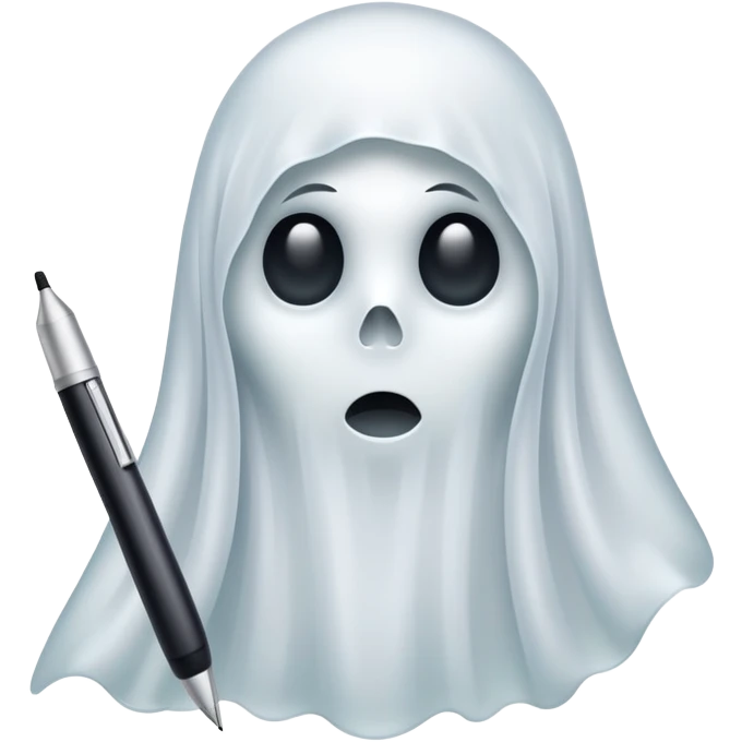 Ghost with writing with a pen as Super Internship emoji