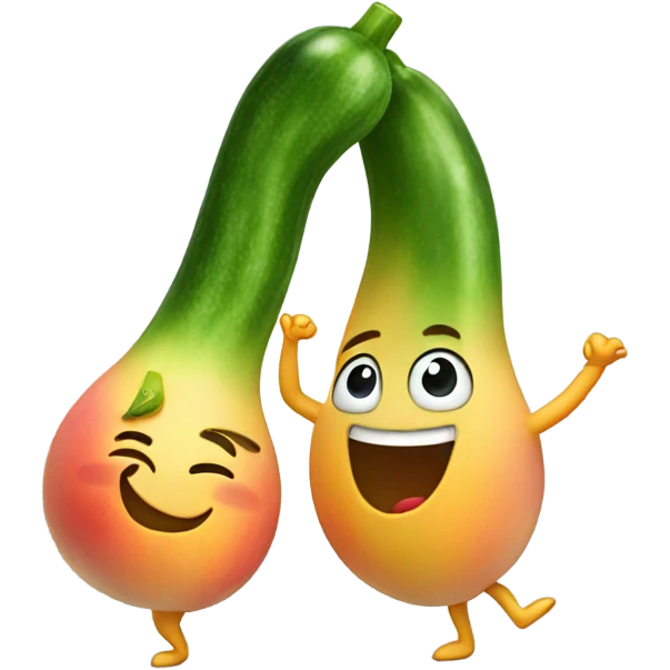 Dancing peach and cucumber  emoji