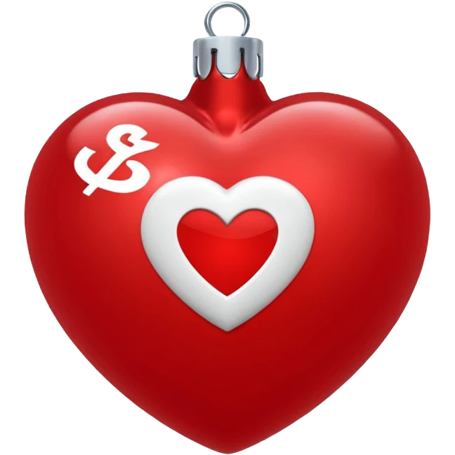 red Christmas heart-shaped ball with white "S" logo emoji