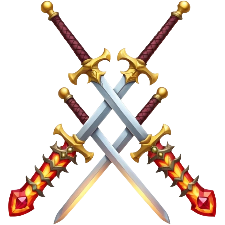 Two fiery royal golden swords crossed emoji