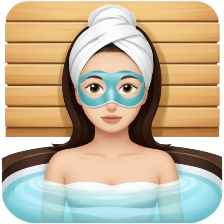 Lady with face mask spa beauty full face relaxing emoji