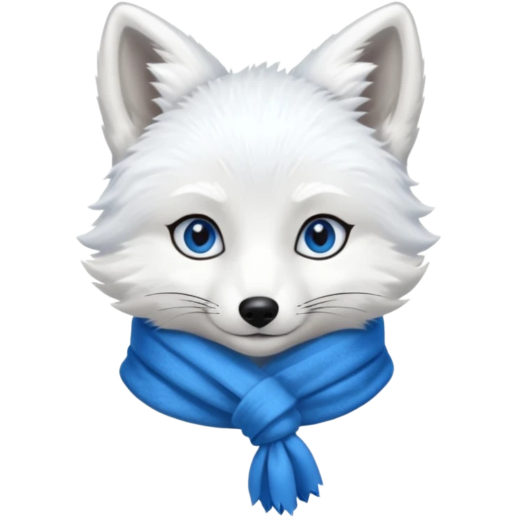 a white fox with blue eyes wearing a blue scarf emoji