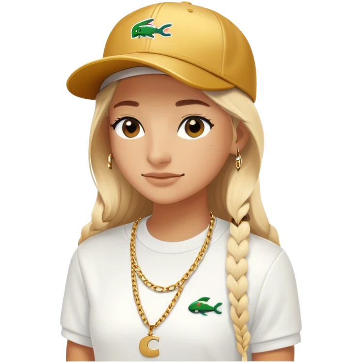 Boné Lacoste , camisa Lacoste , corrente de ouro , Juliette , surfista emoji