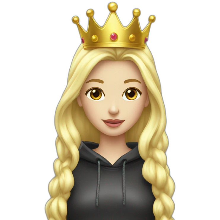 blond princess white with crown hoodie iridescent liquid emoji