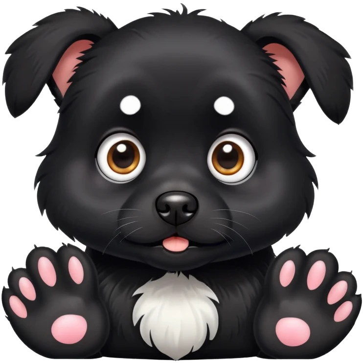 scared small black dog with white paws emoji