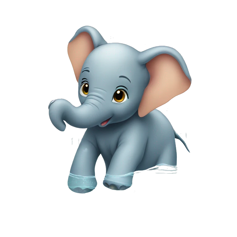 baby elephant swims in the swimming pool emoji