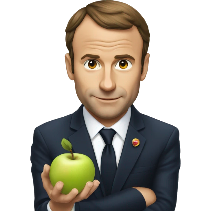 Macron mange une pomme  emoji