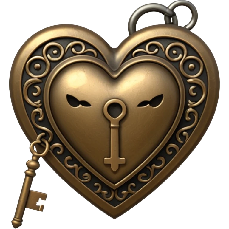 realistic gothic heart with a key emoji