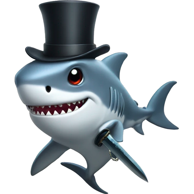 Shark with a top hat and sword emoji