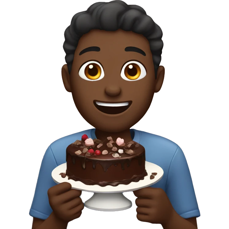 Black guy eating chocolate cake emoji