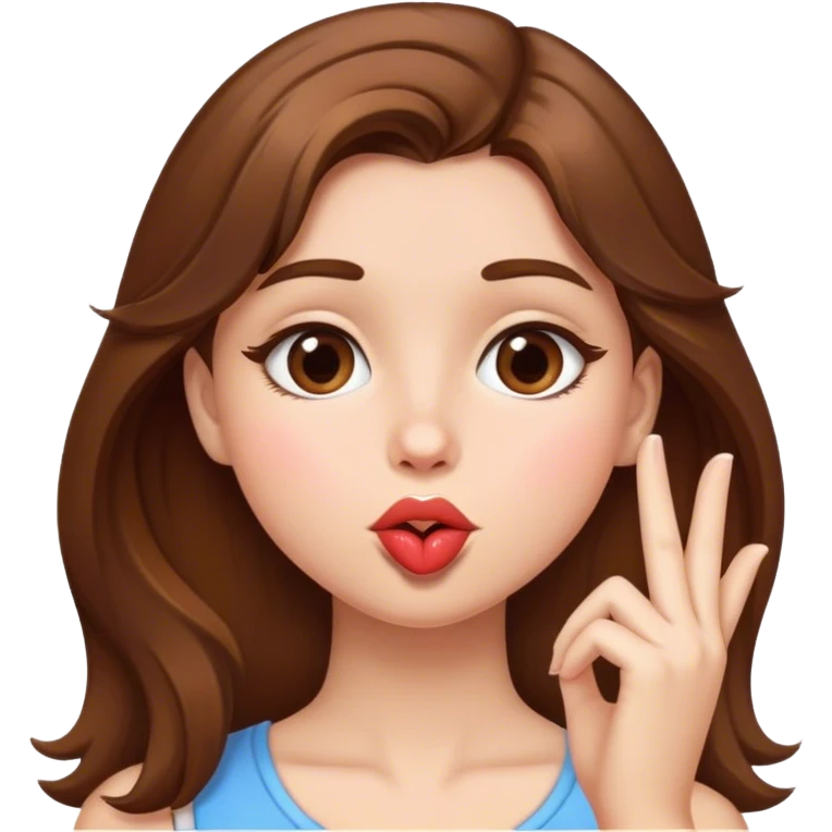 Brown haired girl sending a kiss emoji