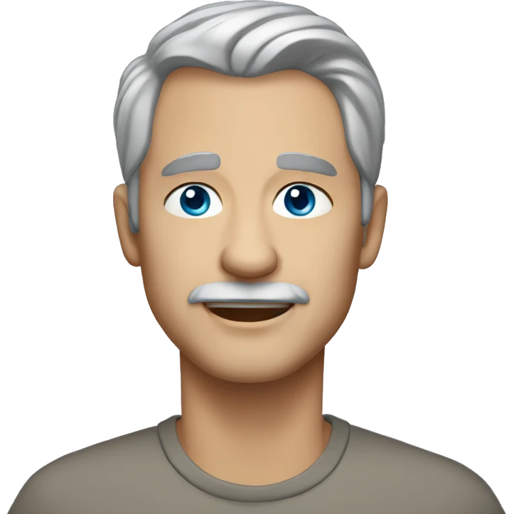 50 years old man dark-grey hair blue eyes  emoji