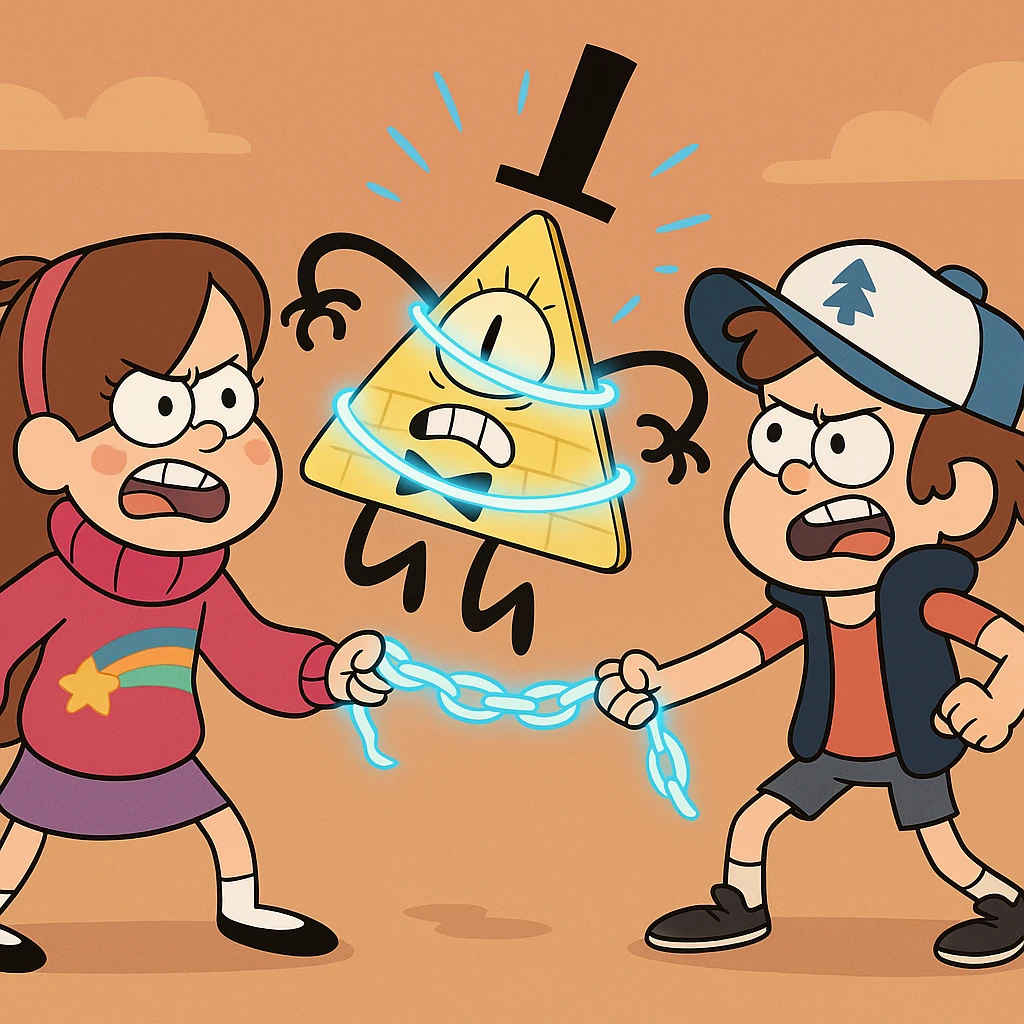 Mable and Dipper defeat Bill Cipher emoji