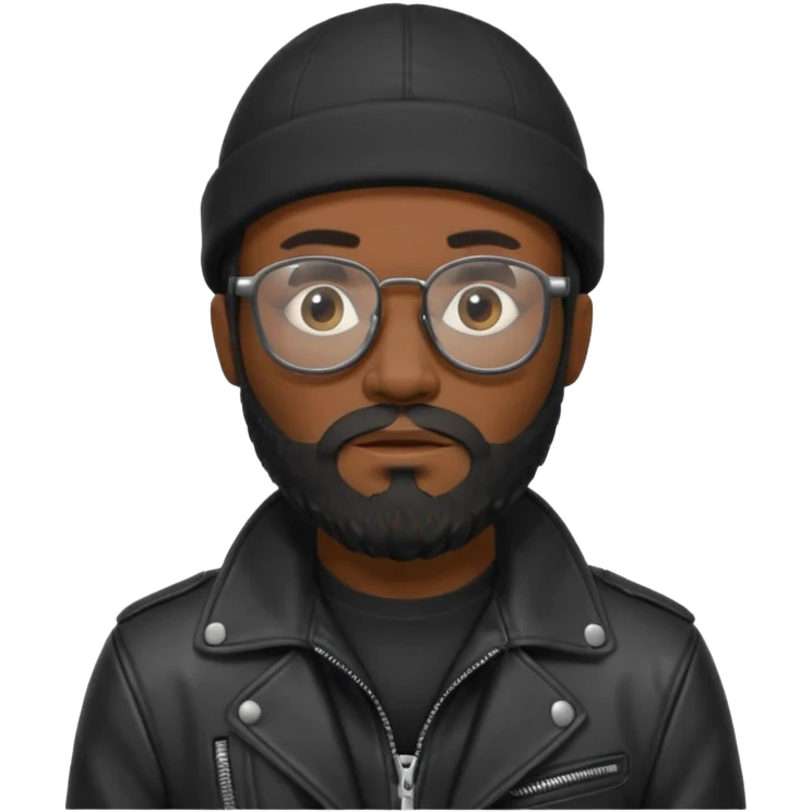 A dark-skinned man with a black beanie, glasses, and a full beard, giving him a thief-like appearance. emoji