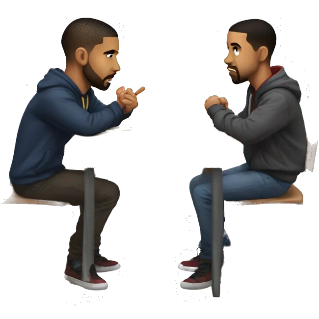 Kendrick and drake in school lunch table angry each other emoji