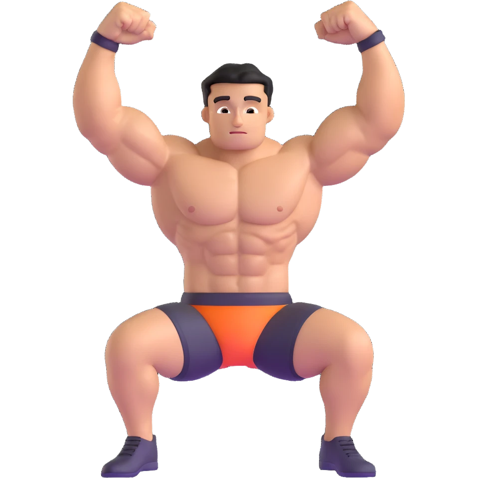 muscular shirtless character flexing emoji