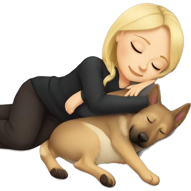 sleeping girl blonde hair laying next to German shepherd  emoji