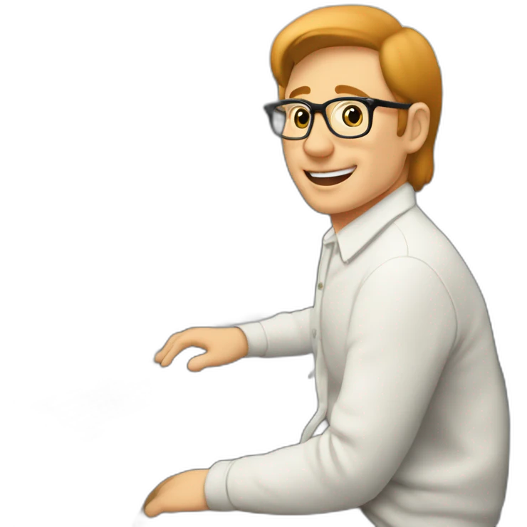 Dennie Ritchie sitting at a PDP-11 emoji