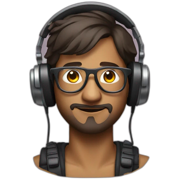 man dj with headphones and round glasses emoji