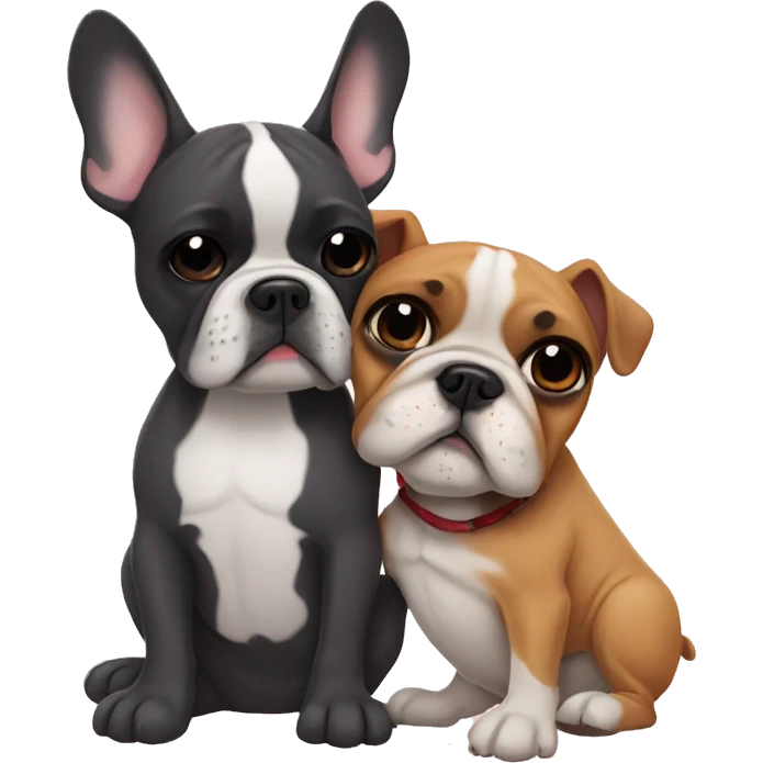 French bulldog and boxer dog hugging  emoji