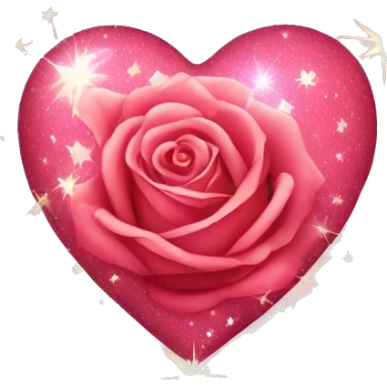 Cute rose heart with sparkle and stars emoji