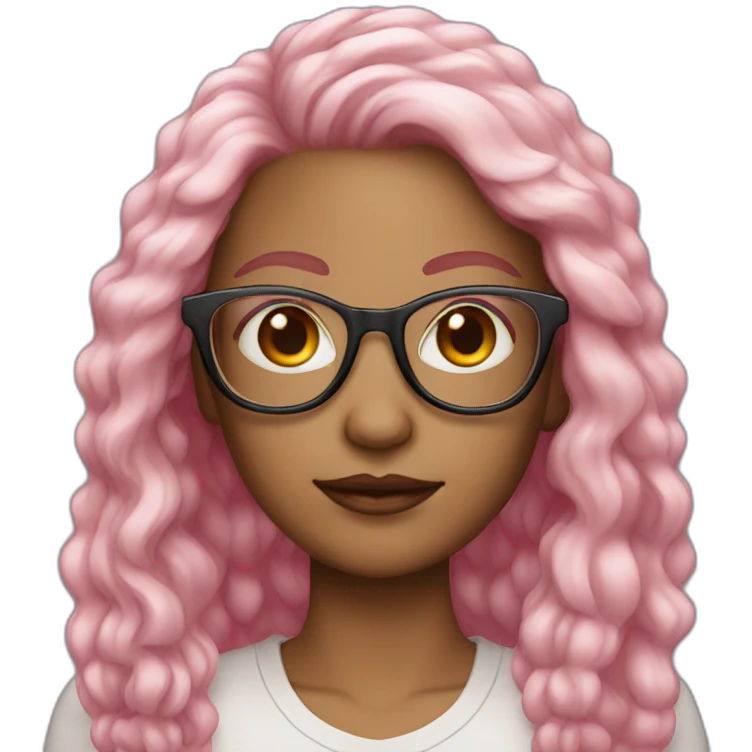woman light skin long pink hair square glasses emoji