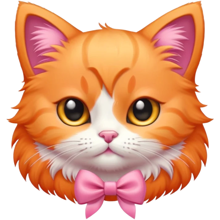 orange kitten with a pink bow emoji