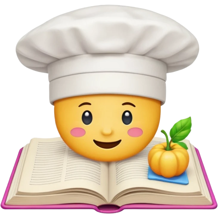 a chef hat on top of a cookbook, emoji style emoji