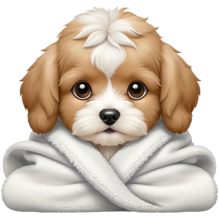 Cavachon puppy in a towel emoji