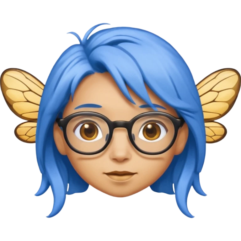 bee with blue hair and glassess emoji