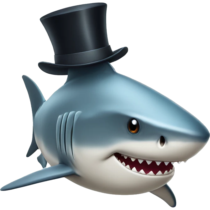 Shark with a top hat emoji