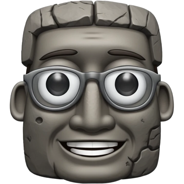 Un moai tranquilo con unos lentes y una sonrisa  emoji