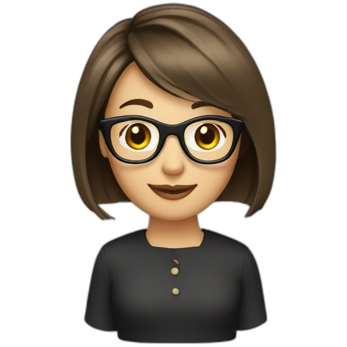 Brunette bob cut glasses smiling emoji