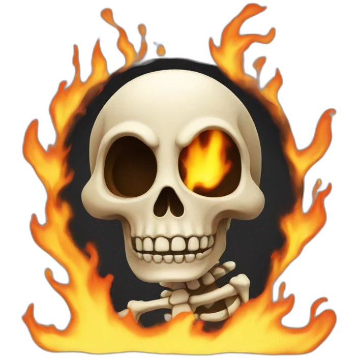 A skeleton in fire emoji