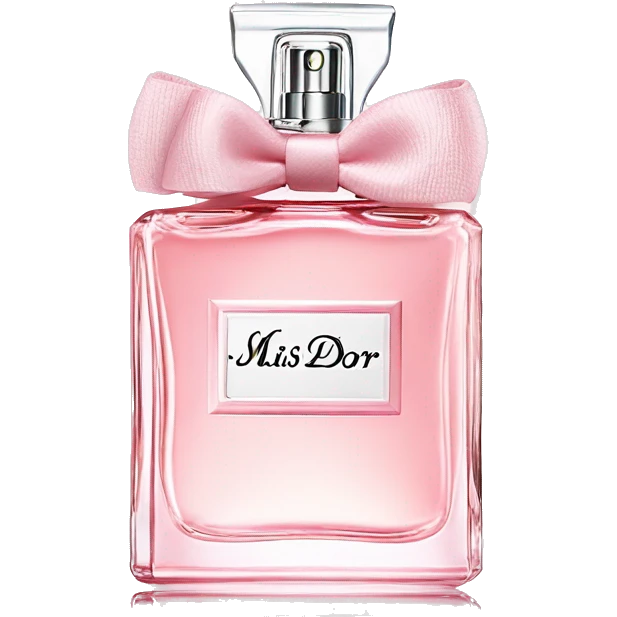 Light pink Miss Dior perfume with bow emoji