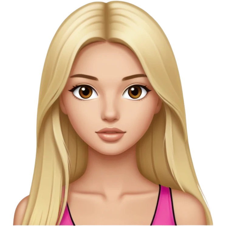 victoria’s secret model with long blonde straight hair and dark brown eyes emoji