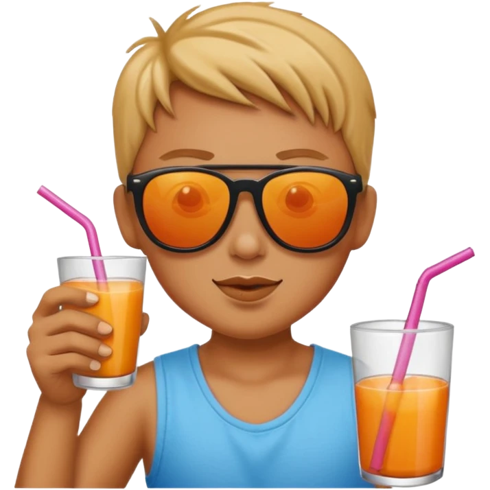 Sun is wearing sunglasses and drinking juice with stra emoji