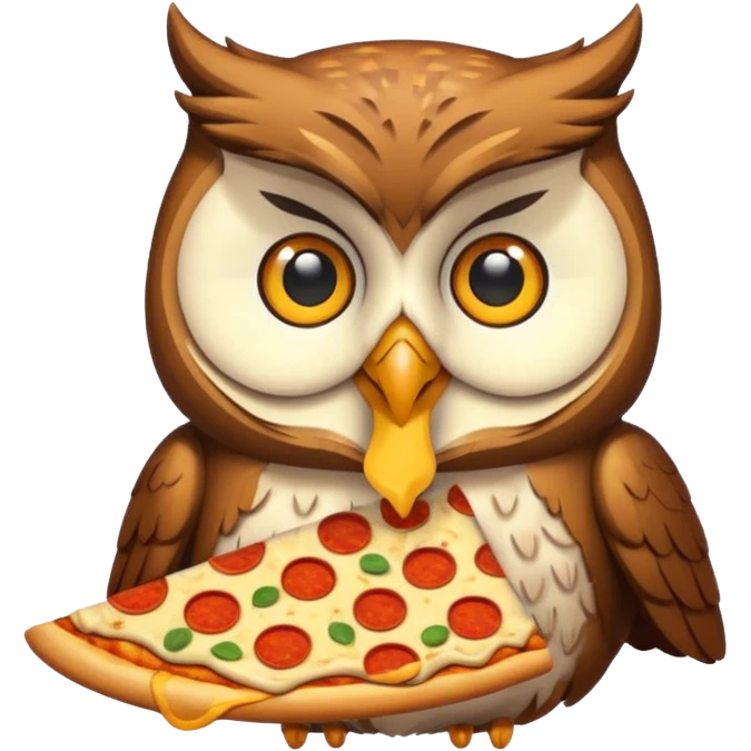 un gufo che mangia la pizza in formato emoji emoji
