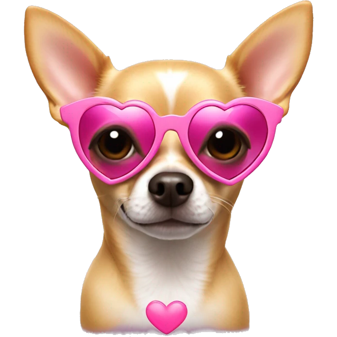 chihuahua wearing pink heart sunglasses emoji