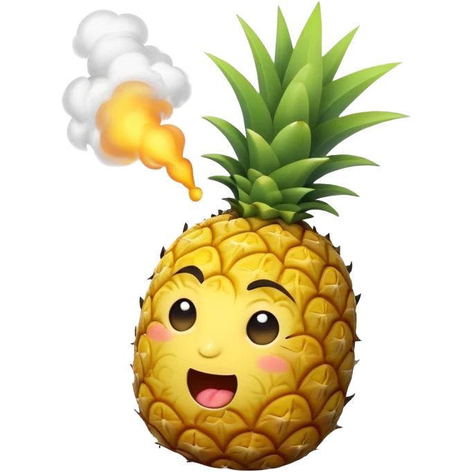 pineapple with a relaxed face, blowing smoke emoji