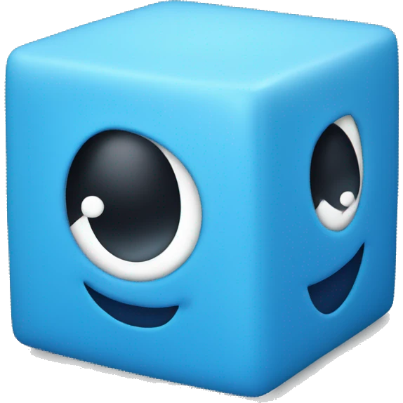A blue cube with face emoji