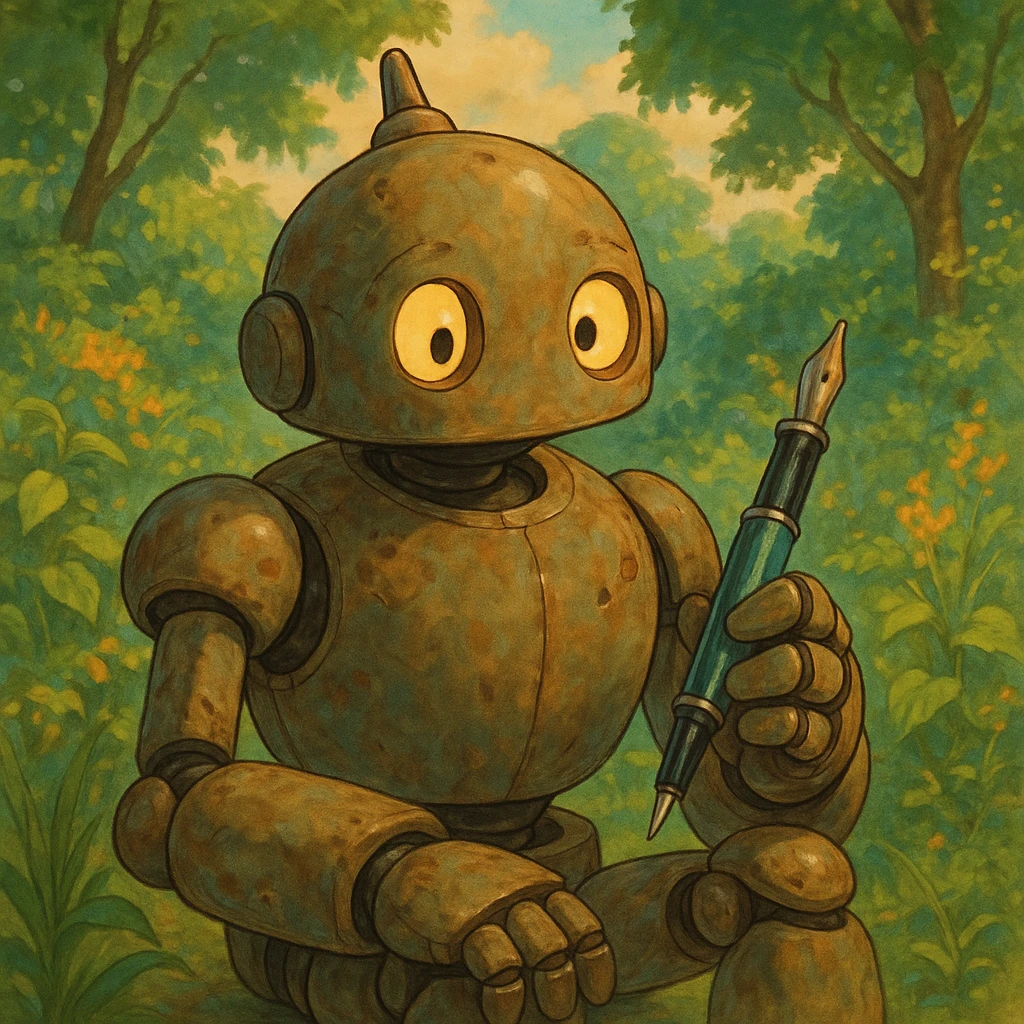 robot holding a pen emoji