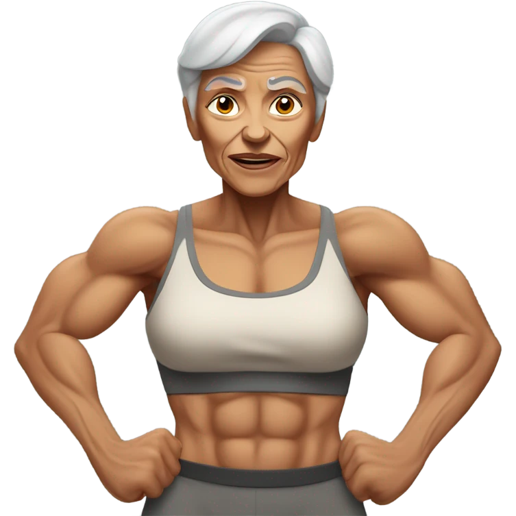 very muscular grandma   emoji
