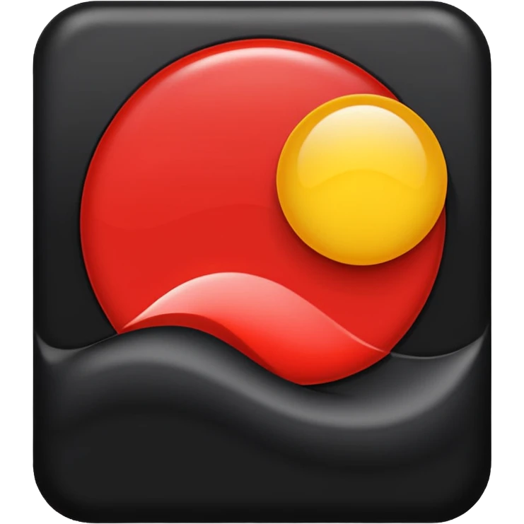 A wawy black and a red rectangle and a yellow circle emoji