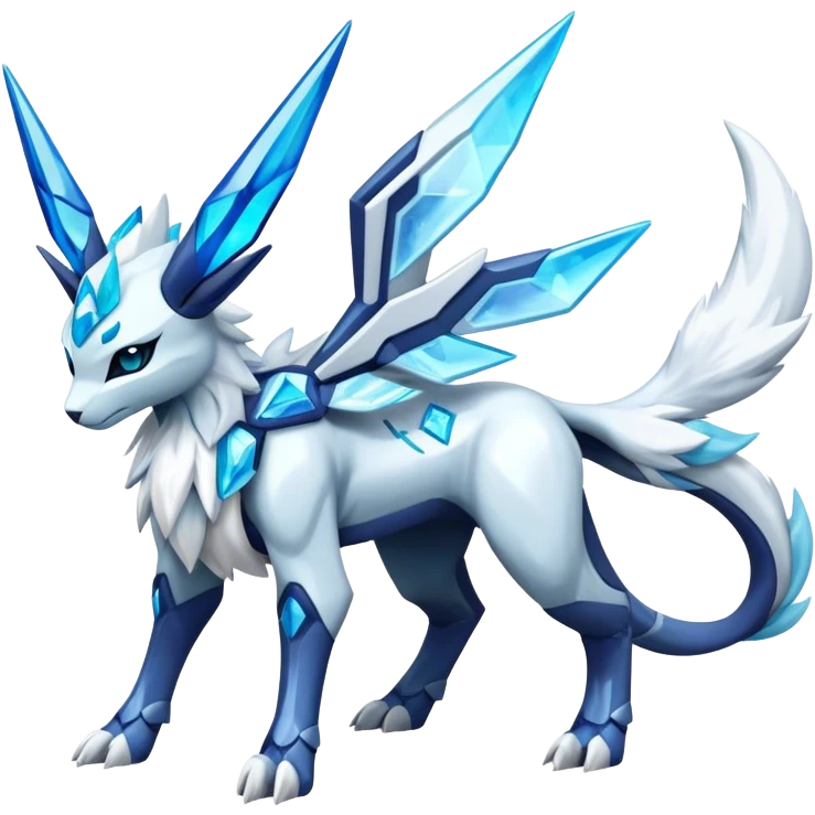 Futuristic Kyurem--Glaceon-dialga-suicune-hybrid, full body emoji