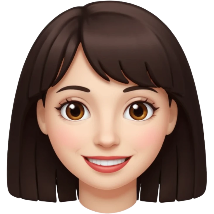 Simple White smiling women with a dark brown fringe emoji