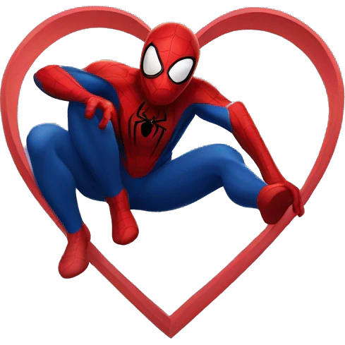 Spider-man with a heart emoji